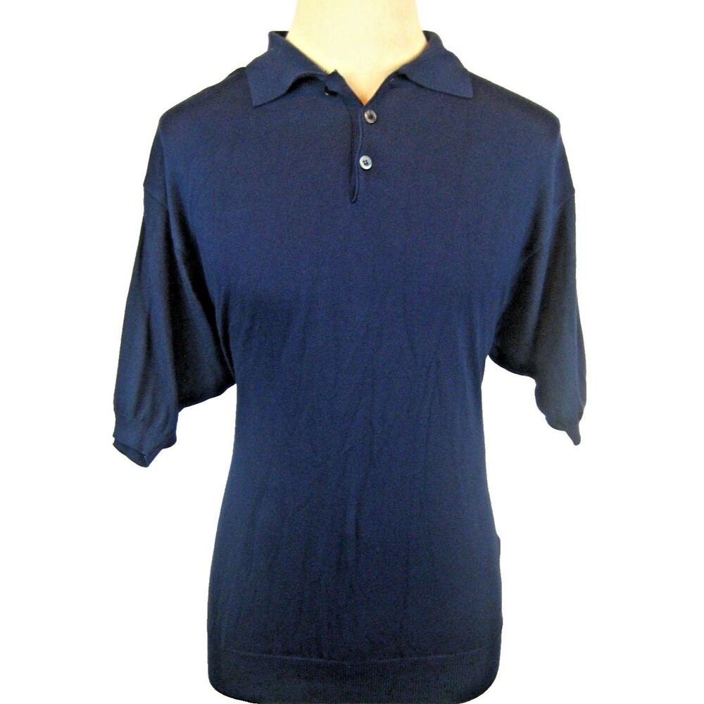 Mens Giglio Rosso Navy Cotton Blend SS Golf Polo Sweater Shirt sz L